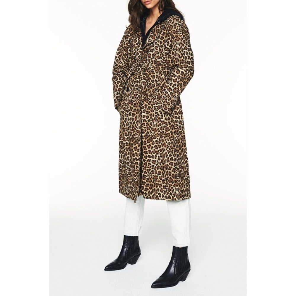 NEW Ba&sh Leopard print trench coat Manteau Fauve. S/M $695.Lightweight.4 Season